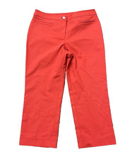 St. John Sport Straight Leg Pants Womens 8 High Rise Orange Red Trouser