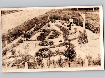 #ad #ad c1922 R Winters Park Statues amp; Garden Mondovi Wisconsin WI RPPC Photo Postcard $3.99
