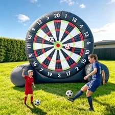 10FT Giant Outdoor Inflatable Soccer Golf Darts Board w/8pcs Soccer Balls Blower