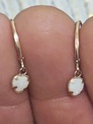 Vintage CID 10K.Yellow Gold Opal Heart Shape Dangle Earrings — photo 6