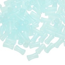 100 Pcs Glass Tube Beads, 6x12mm Bamboo Stick Tube Beads, Blue