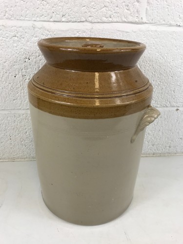 Vintage Stoneware Storage Jar Glazed Very Large with Lid (repaired lid) 16 x 12" - Picture 5 of 14