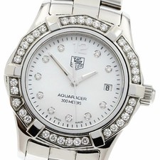 TAG HEUER Aquaracer WAF1416 Diamond Bezel Ladies Quartz Used From Japan