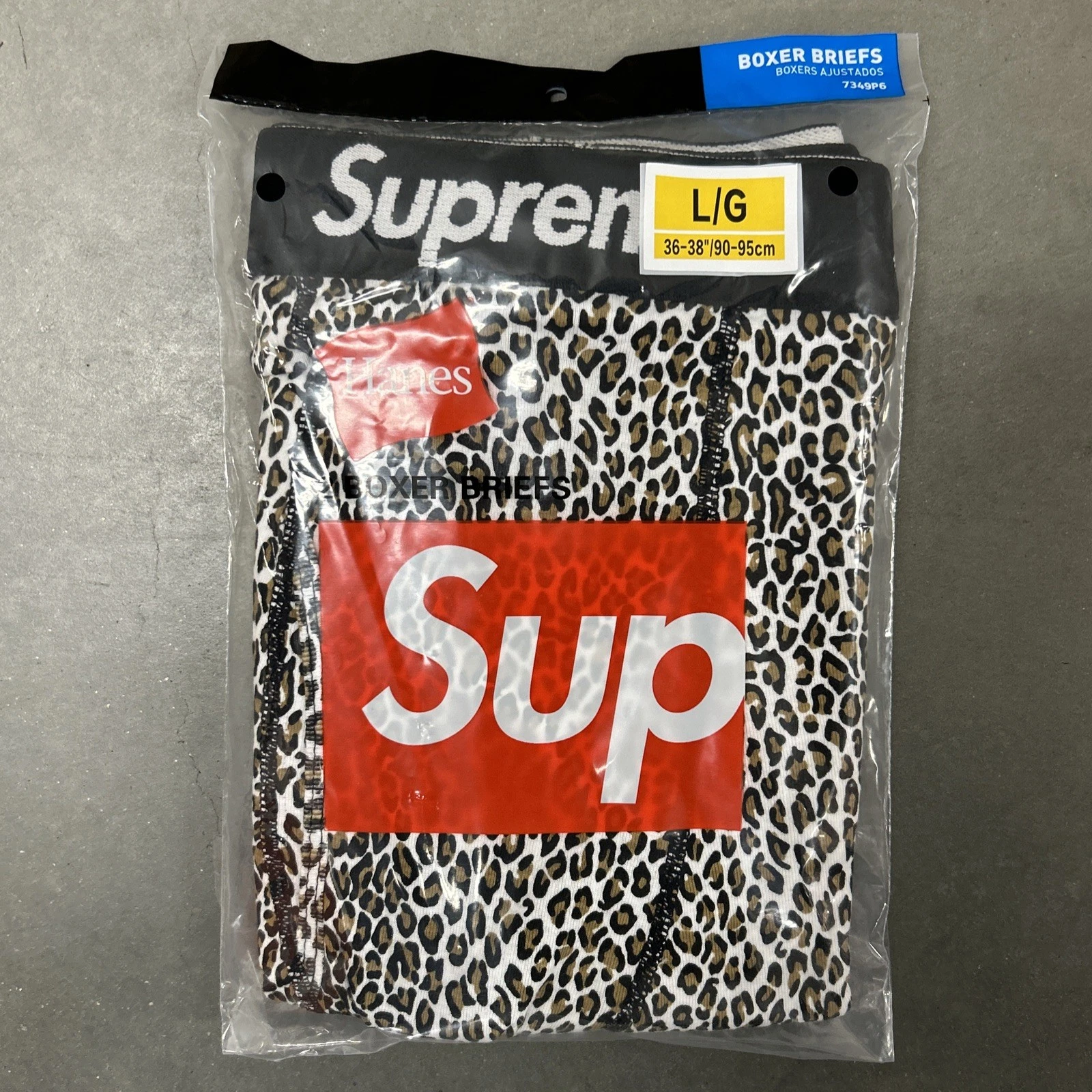 Lot de 2 boxers Supreme logo léopard taille L sous vêtement Hanes neuf authentique