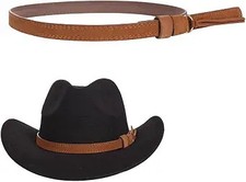 Brown PU Leather Cowboy Hat Band for Women Men, Western Hatband