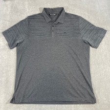 Travis Mathew Mens Dark XL Gray Heathered Stripe Short Sleeve Golf Polo Shirt