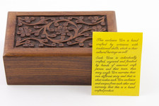 Hand Carved Wood Box Tree of Life Cat Dog Pet Cremation Urn