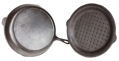 Post 1960s Lodge 3-Notch No 14 Cast Iron Skillet w/Cover Ex Restored Condition