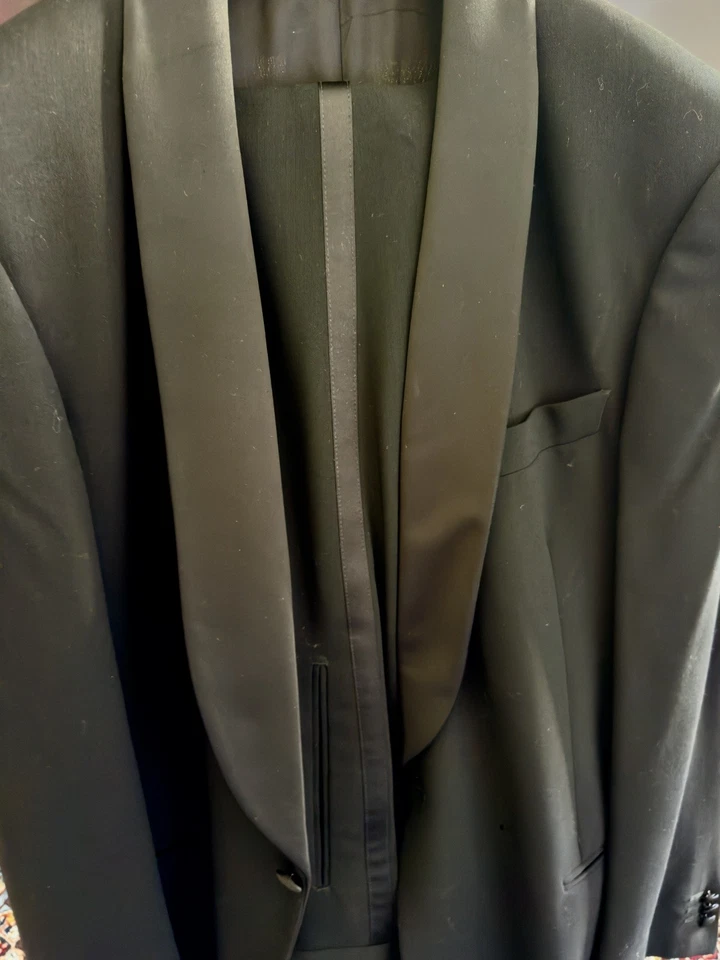 Emporio Armani Men’s Black Tuxedo Smoking Suit IT50 Wide Leg Made in Italy NWOT - Photo 4/4