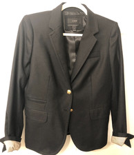 J. CREW SCHOOLBOY Blazer Wool Black Jacket Gold Buttons Lined Sz 4 - 6 Women's