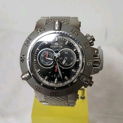 Invicta#4572 Subaqua Chronograph Black Dial Silver Stainless Bracelet Watch