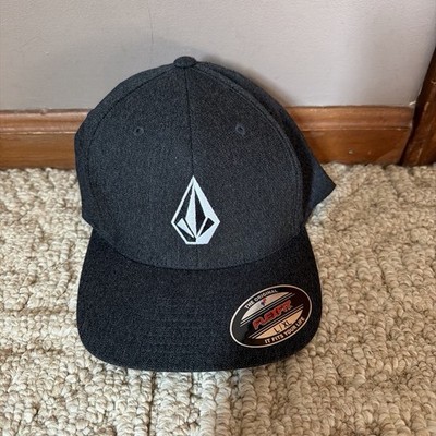Volcom Flexfit Hat L/XL Black Gray Stretch Fit Cap NWT