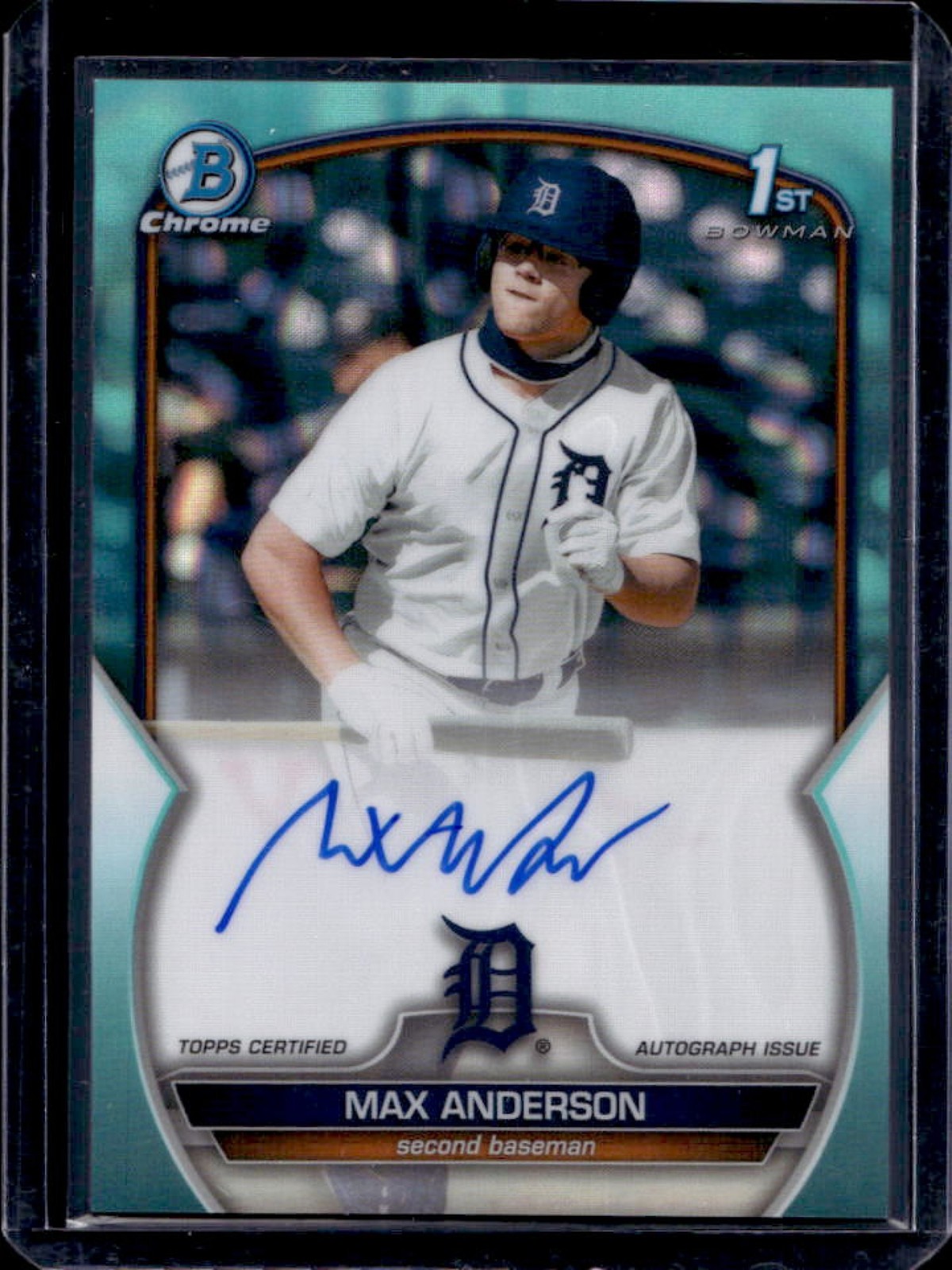 2023 Bowman Draft Max Anderson Chrome Auto Aqua Lava Refractor 1st #/199 Tigers