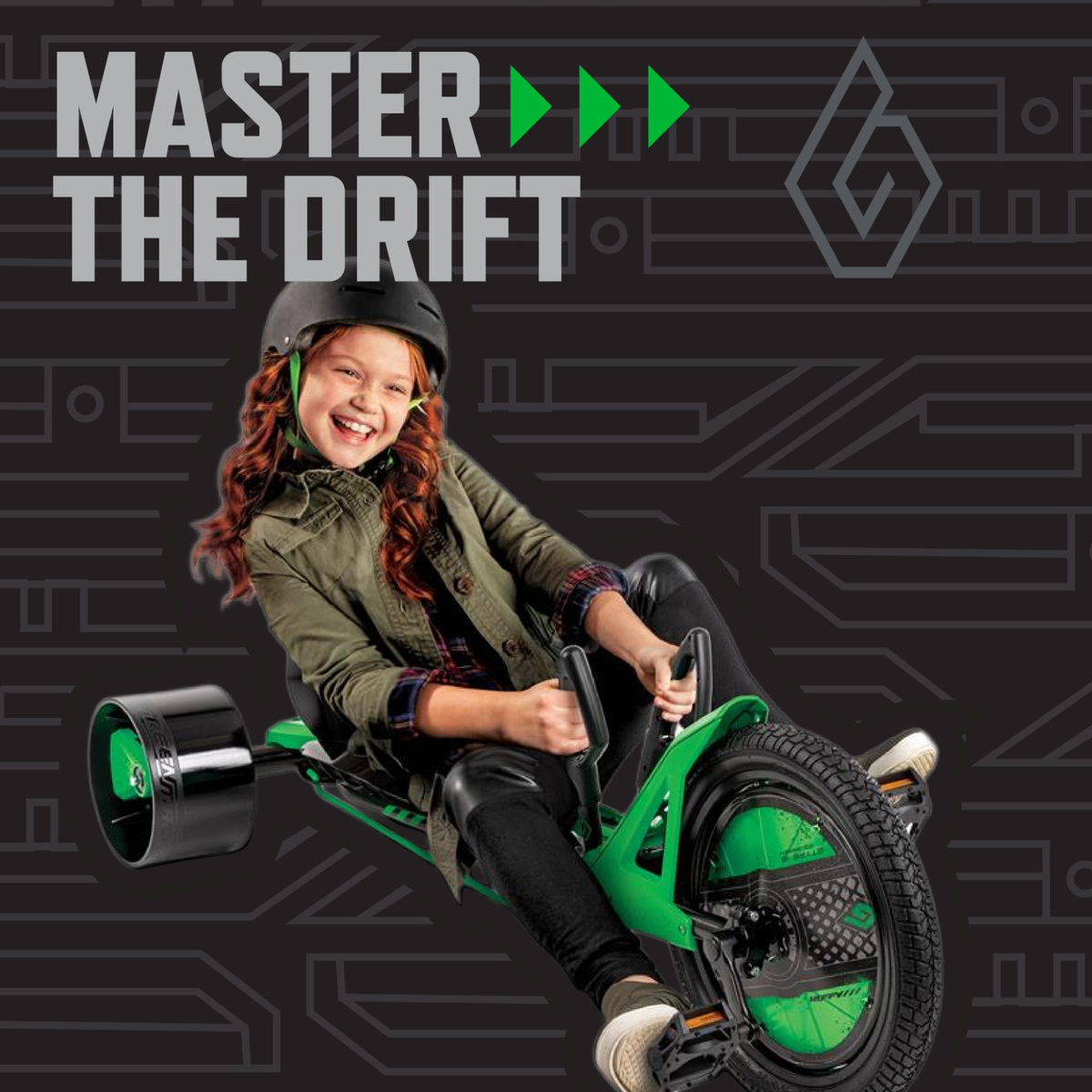 Huffy 16  Green Machine Drift Trike, Ages 5-8 Years Old, Green