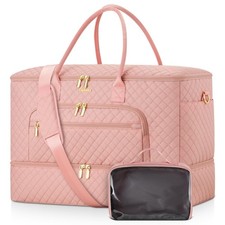 Travel Duffle Bag, Wide Open Large Weekender Bag for Women with Shoe Compartm...
