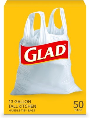 Glad Tall Kitchen Trash Bags 13 Gallon Unscented Garbage Bags 50 Count