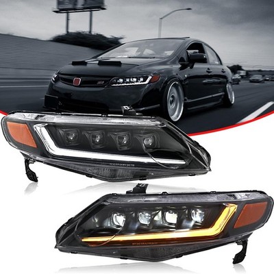 Headlights 2006-2011 Civic Sedan 4-Door Sequential Turn Signal with Start Up
