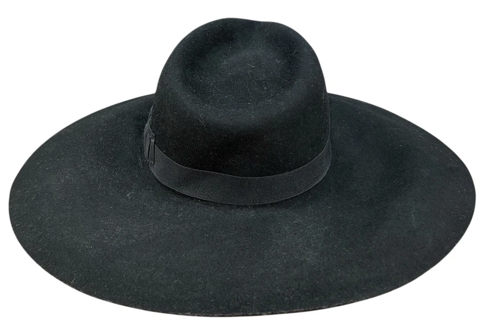 Sombrero Eric Javits 100 % lana repelente al agua embalaje ala ancha negra Foto 3 de 4