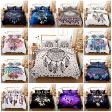 3D Magical Dream Catcher Feather Butterfly Doona Quilt Duvet Cover  Bedding Set