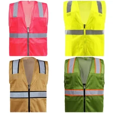 Multi Color Reflective Safety Vests with 4 Pockets