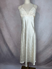 Vintage Jones New York Ivory Satin Slip Dress Nightgown Size M/L Lingerie