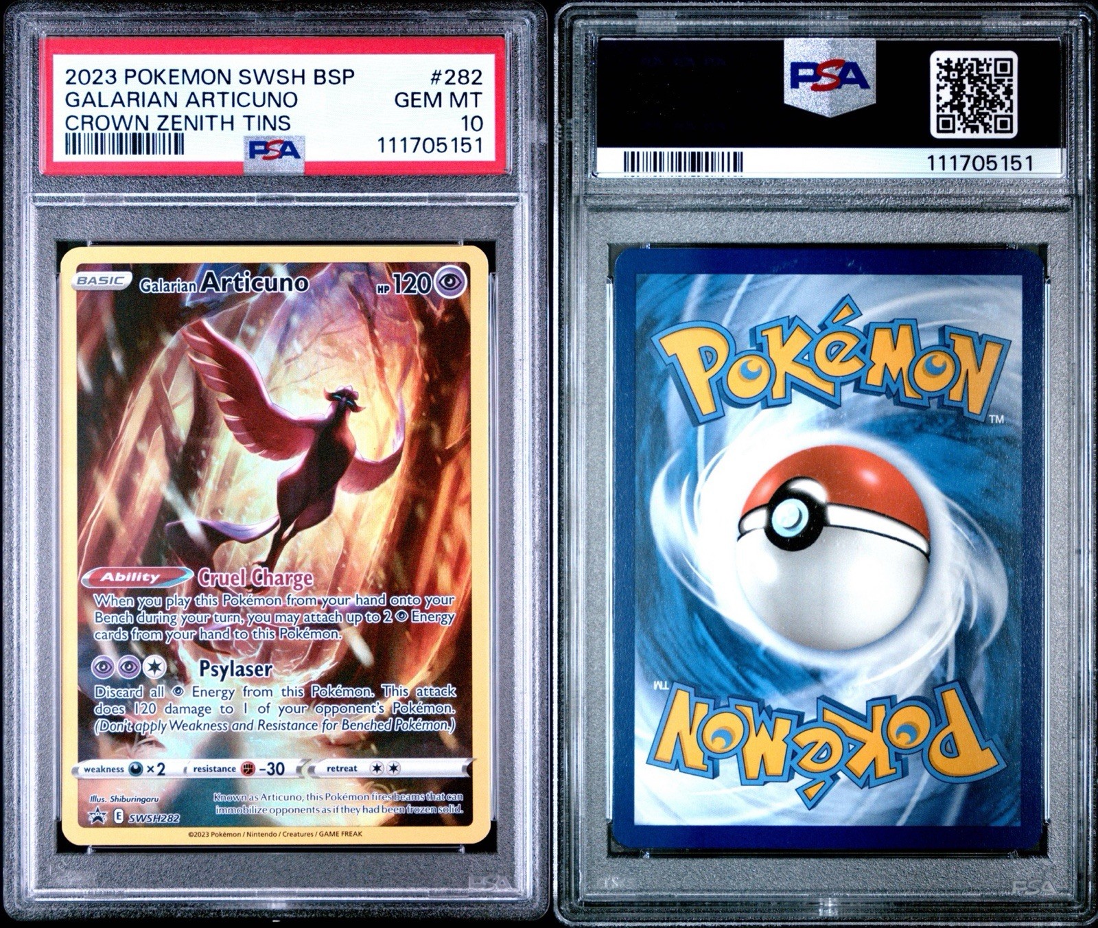 2023 GALARIAN ARTICUNO CROWN ZENITH TIN 282 psa 10 POKEMON SWSH BLACK STAR PROMO