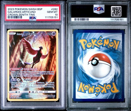 2023 GALARIAN ARTICUNO CROWN ZENITH TIN 282 psa 10 POKEMON SWSH BLACK STAR PROMO