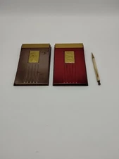 Vintage MCM Desk Notepad Holders By Park Sherman Red & Gold/Brown Ship Sail Boat