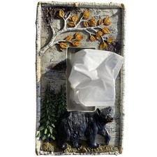 Western Retro Collection 4 Rustic Nature Birch Black Bear Tissue Paper Holder C