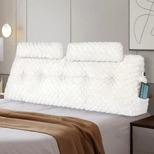 Large Headboard Pillow with 2 Pack Neck Roll Pillow Wedge Pillow Bed Rest Rea...