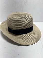 Wide Brim Women s Sun Hat By Scala One Size Paper Blend Black Ribbon Tan