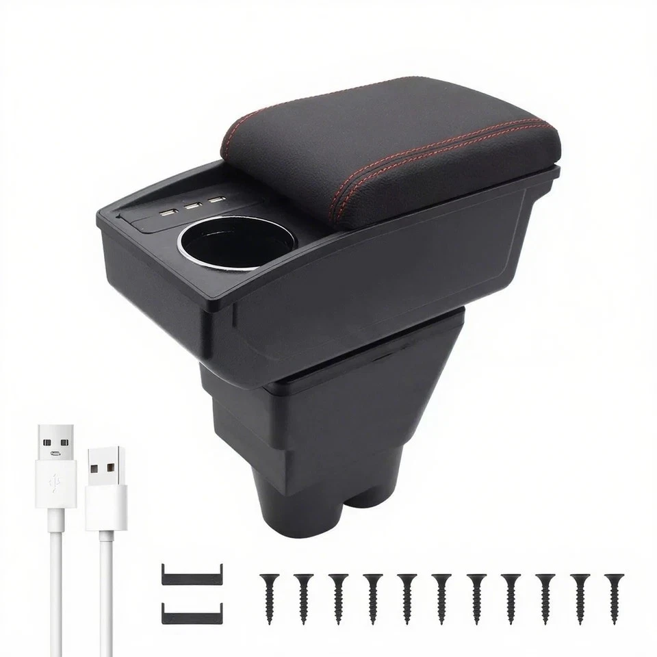 Caixa de armazenamento apoio de braço para Peugeot 207 camada dupla com 6 portas USB e porta-copo - Imagem 4 de 4