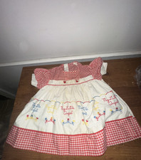 VTG Girls 18 Month Embroidered Pocketed My Little Angel Dress Red Gingham