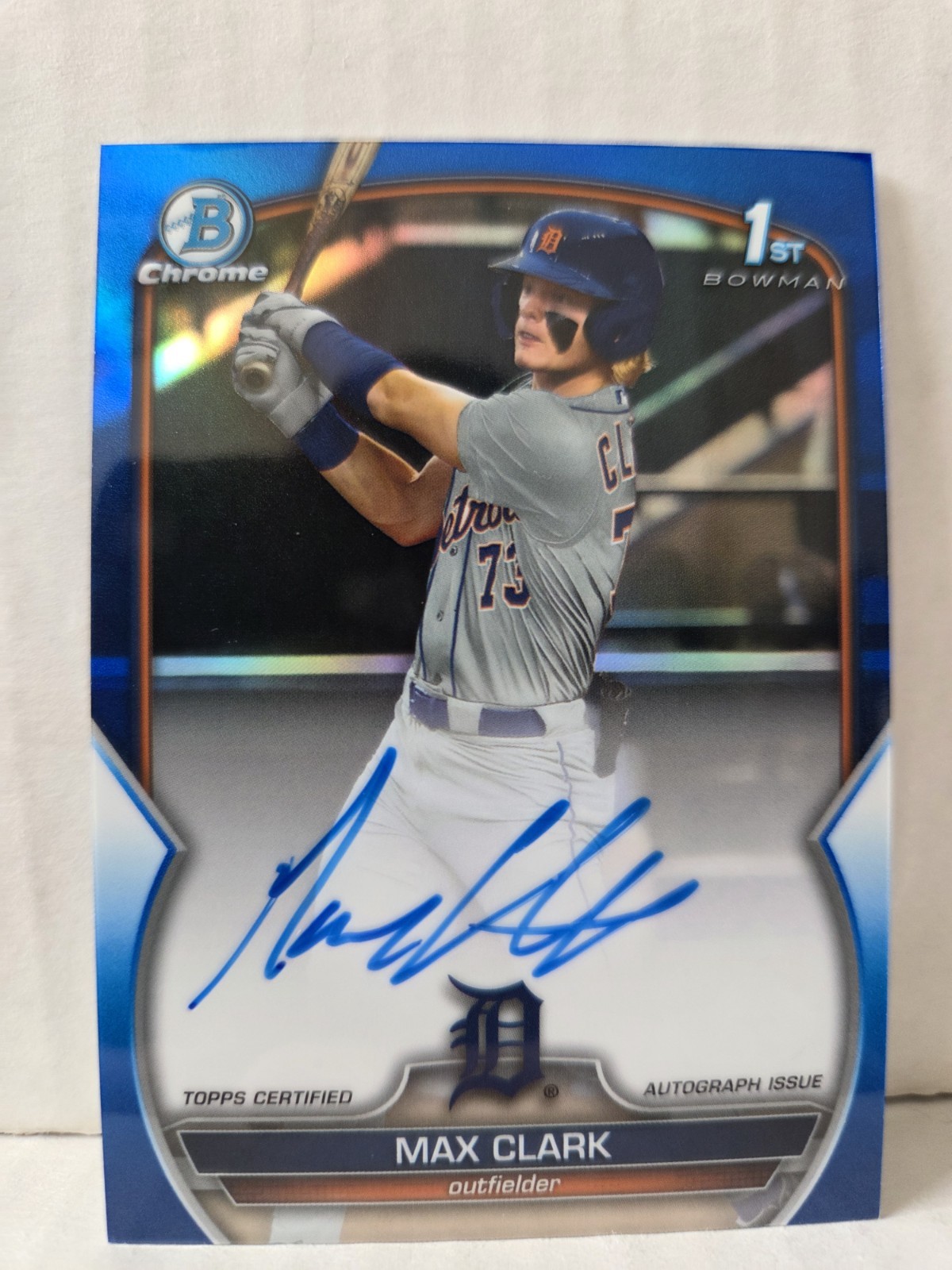 Max Clark 2023 Bowman Chrome Draft Blue Refractor Auto /150 1st Prospect Rookie