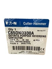 Eaton Cutler-Hammer C65DND330A /C1 Definite Purpose Reversing Contactor New