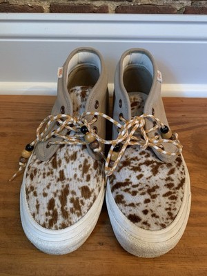 VANS Western Shoes Chukka Anaheim Travertine Cowhide Cow Print Leather Calf Hair