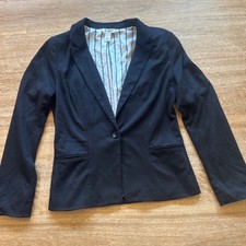 White House Black Market WHBM Black Single Button Blazer Jacket Size 8 Pinstripe