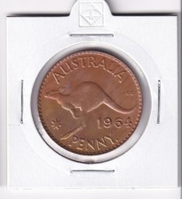AUSTRALIAN: 1964 QUEEN ELIZABETH II HIGH GRADE PENNY - NICE RAINBOW LUSTRE #1753