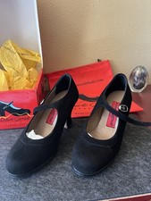 NEW Roberto Garrudo Flamenco Dance Shoes Black Suede EU 34 Spain 7cm Heel