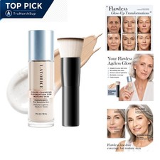 Color Changing Foundation with Brush for Mature Skin Light Medium Hydrating