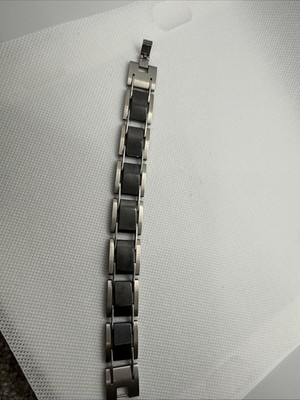     ALDO Men s Silver & Black Metal Link Bracelet Wristband