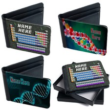 Personalised Science Wallet Bi Fold Card Holder Boys Custom Text Birthday Gift