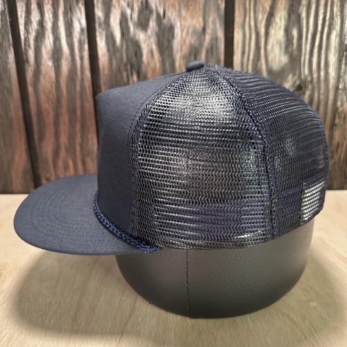 Vintage Blank Navy Blue Trucker Hat Rope Cap Made in USA 80s 90s New Snapback - Picture 2 of 10