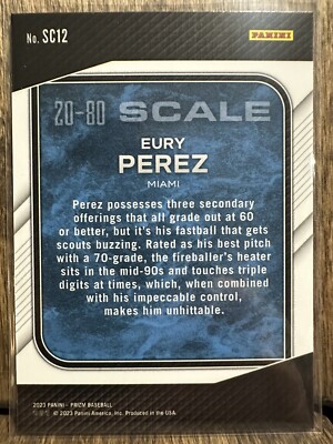 2023 Panini Prizm 20-80 Scale #SC12 - Eury Perez - Miami Marlins