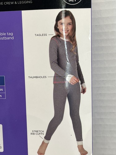 Cuddl Duds girls XS 4/5 Thermal 2pc red, black Plaid Long Sleeves & Leggings New - Picture 4 of 7