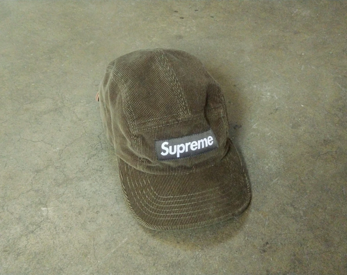 Supreme Fine Wale Corduroy Camp Cap Hat Black SS21 5-Panel BOGO Box Logo Cotton