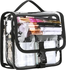 HAOGUAGUA Clear Toiletry Bag with TSA Liquids Travel Bag, Hanging Black-Clear
