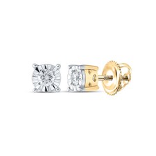 10kt Yellow Gold Womens Round Diamond Solitaire Stud Earrings 1/10 Cttw