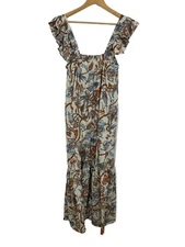 House Of Harlow 1960 Flutter Sleeve Floral Maxi Dress Paisley Ivory Size Small