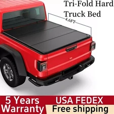 ☑️4.6FT Bed Cover Tri-Fold Hard Truck Bed Tonneau Cover for 2022-2024 Maverick U